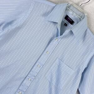 VTG Arrow Camp Shirt Mens 15.5 (M) Blue Satin-Ease Striped Paper Thin 70s 80s